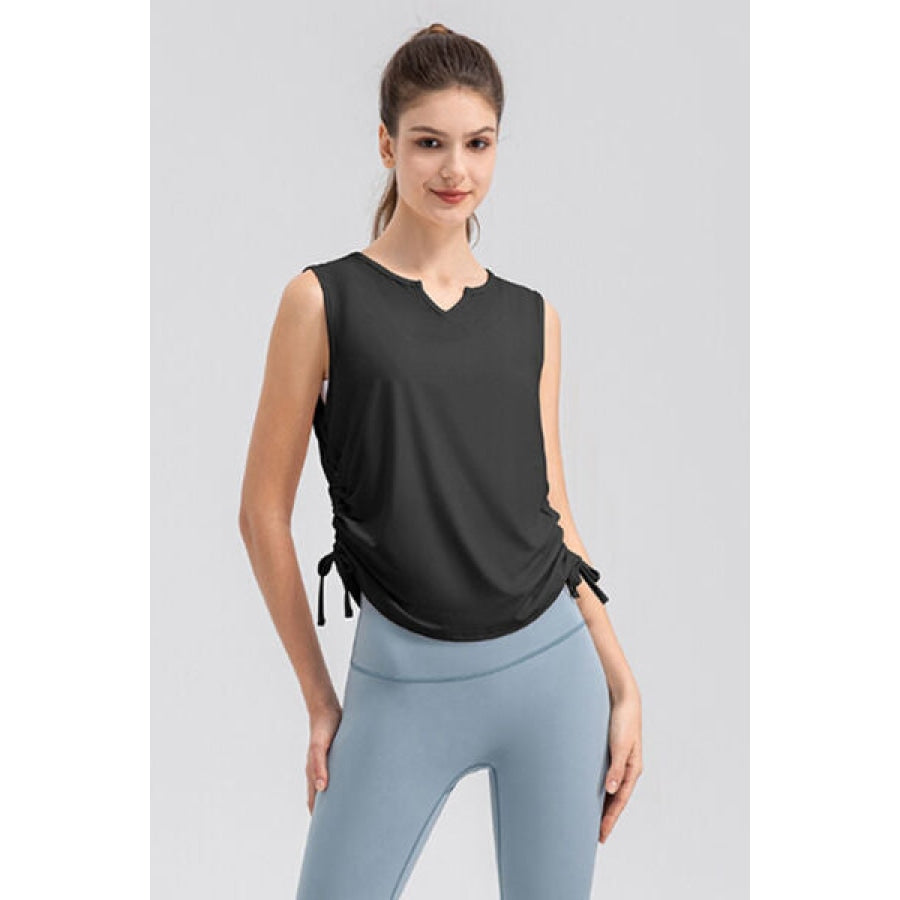 Notched Wide Strap Active Tank Clothing