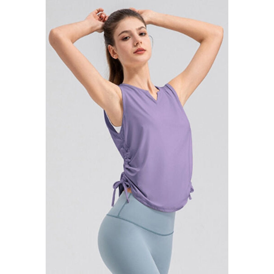 Notched Wide Strap Active Tank Clothing