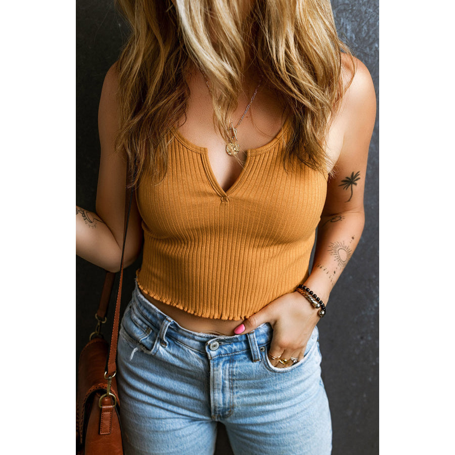 Notched Wide Strap Tank Honey / S Apparel and Accessories