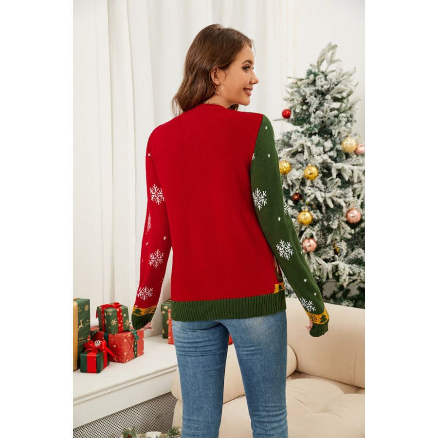 Nutcracker Contrast V-Neck Long Sleeve Cardigan Apparel and Accessories