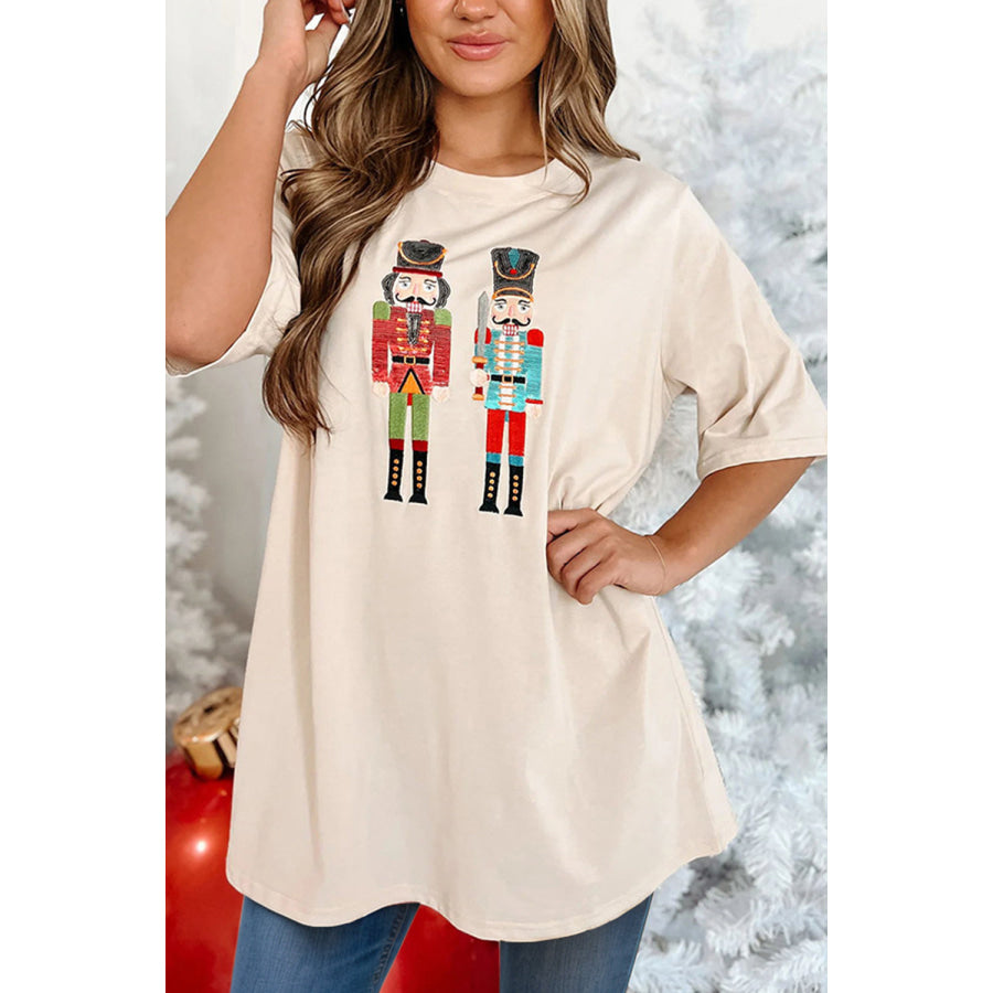 Nutcracker Round Neck Half Sleeve T-Shirt Tan / S Apparel and Accessories