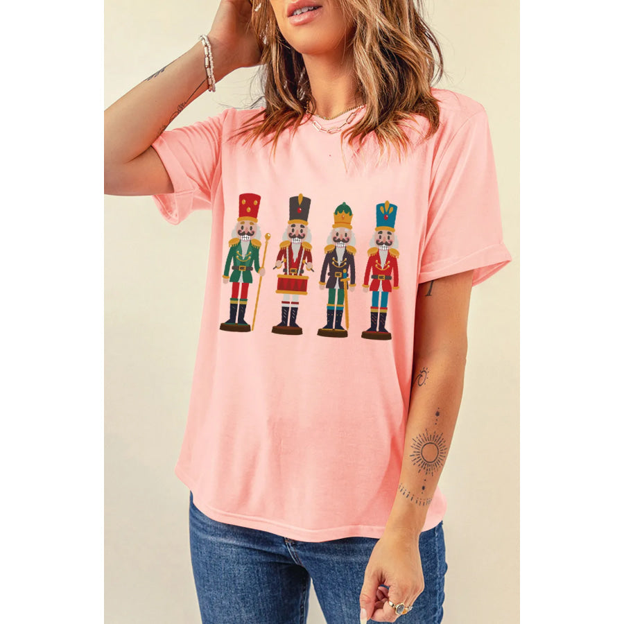 Nutcracker Round Neck Short Sleeve T-Shirt Blush Pink / S Apparel and Accessories