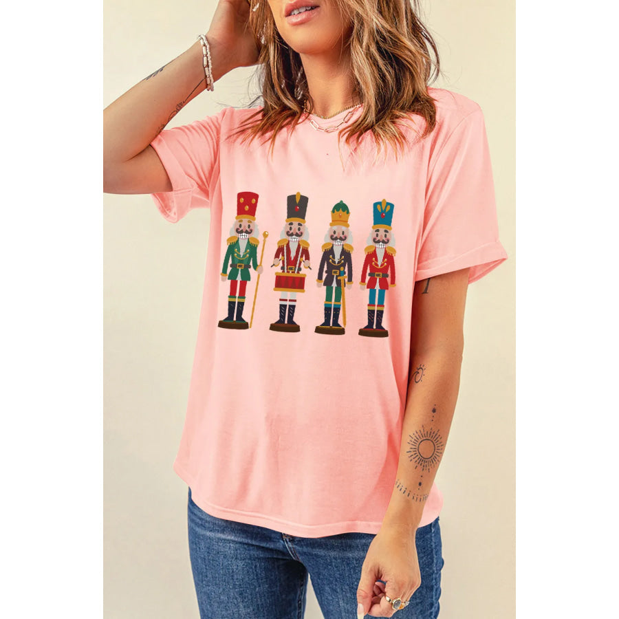 Nutcracker Round Neck Short Sleeve T-Shirt Blush Pink / S Apparel and Accessories