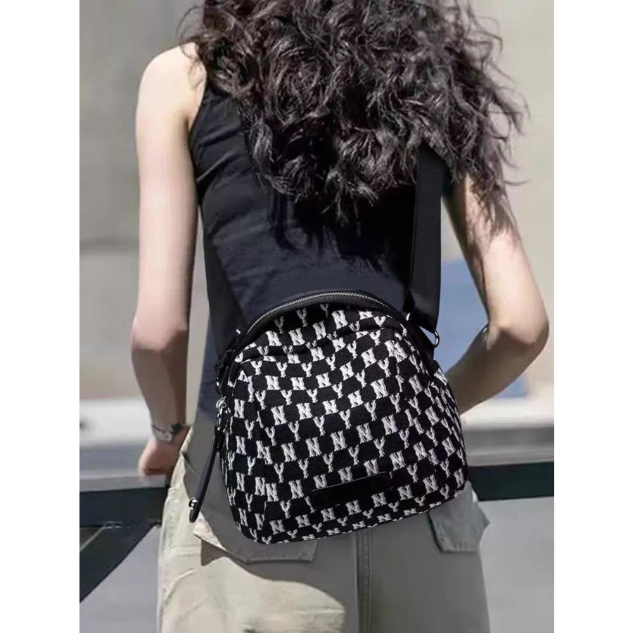 NY Pattern Canvas Crossbody Bag Black / ONESIZE Apparel and Accessories