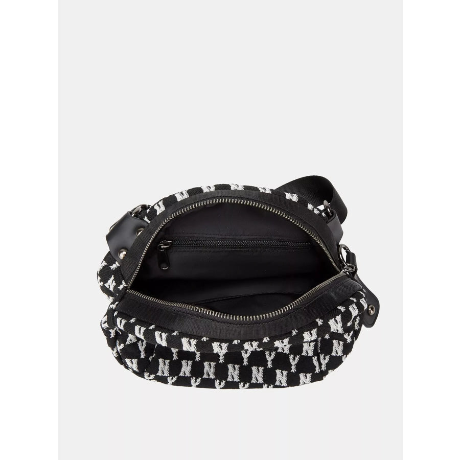 NY Pattern Canvas Crossbody Bag Black / ONESIZE Apparel and Accessories