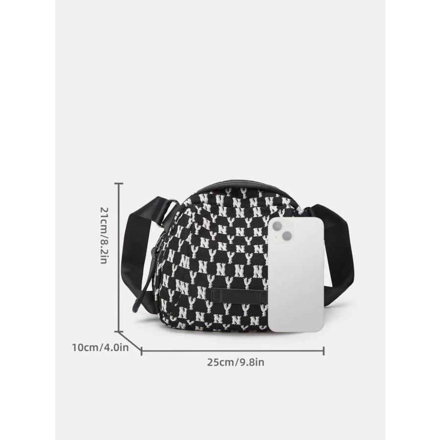 NY Pattern Canvas Crossbody Bag Black / ONESIZE Apparel and Accessories