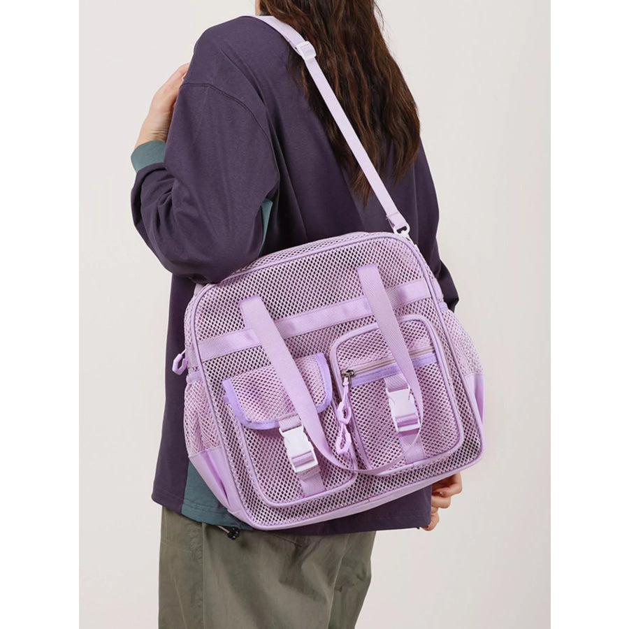 Nylon Crossbody Bag with Buckle Details Purple / onesize Apparel and Accessories