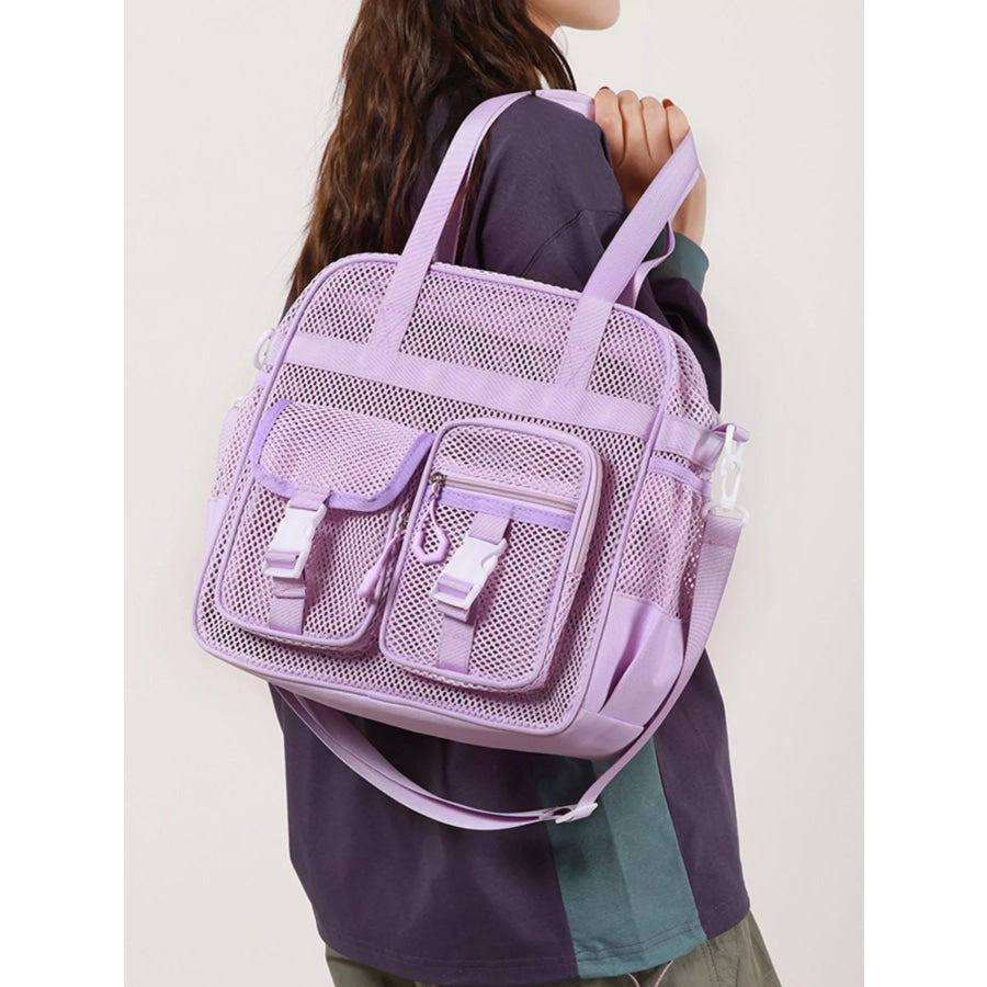 Nylon Crossbody Bag with Buckle Details Purple / onesize Apparel and Accessories