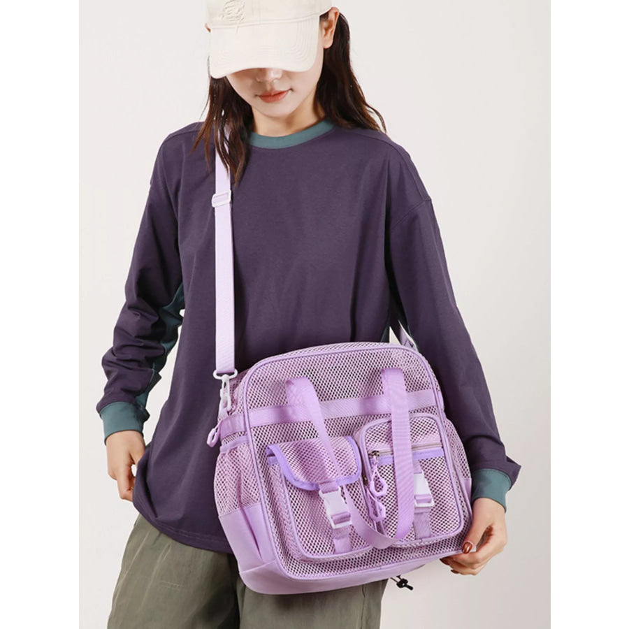 Nylon Crossbody Bag with Buckle Details Purple / onesize Apparel and Accessories