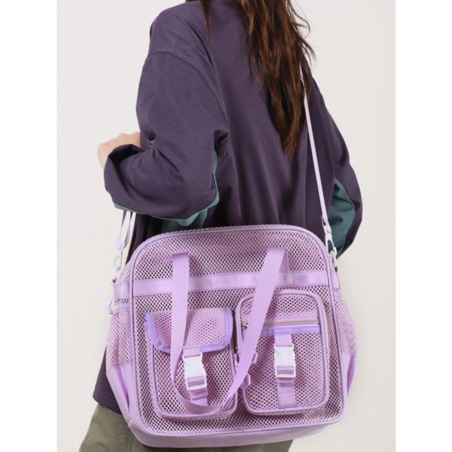 Nylon Crossbody Bag with Buckle Details Purple / onesize Apparel and Accessories