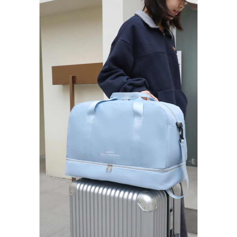 Nylon Dry and Wet Separation Travel Bag Pastel Blue / One Size Apparel and Accessories