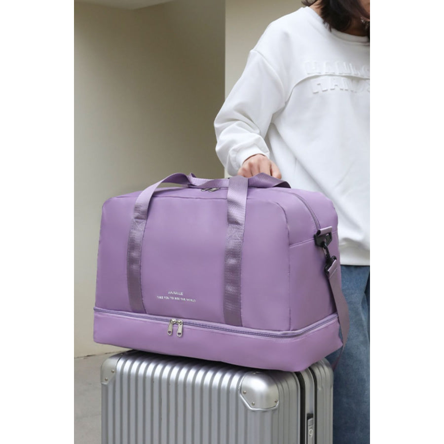 Nylon Dry and Wet Separation Travel Bag Vivid Violet / One Size Apparel and Accessories