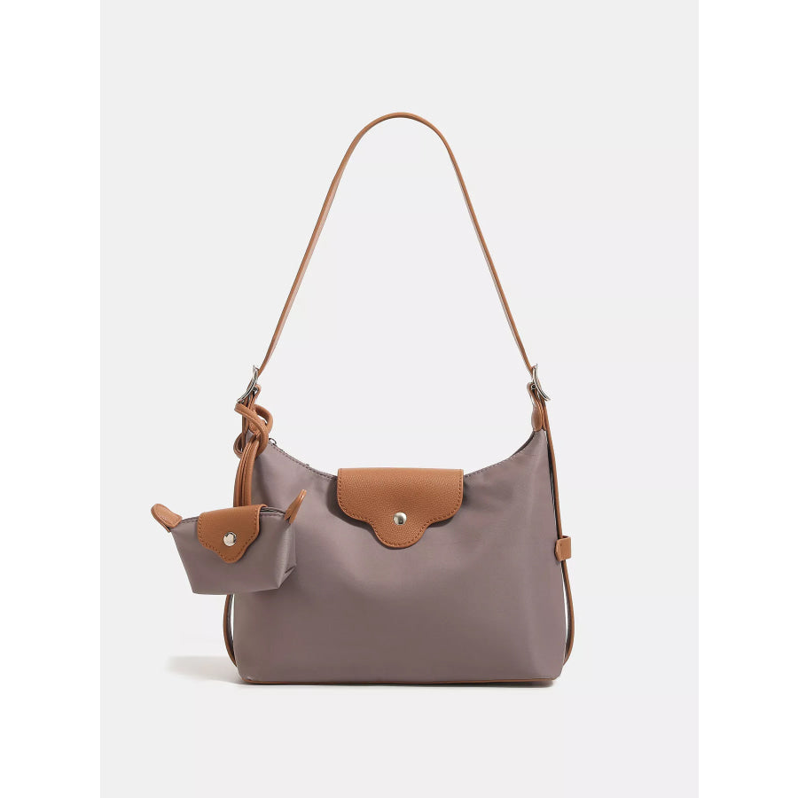 Nylon Hobo Shoulder Bag with Coin Purse Gray / ONESIZE Apparel and Accessories