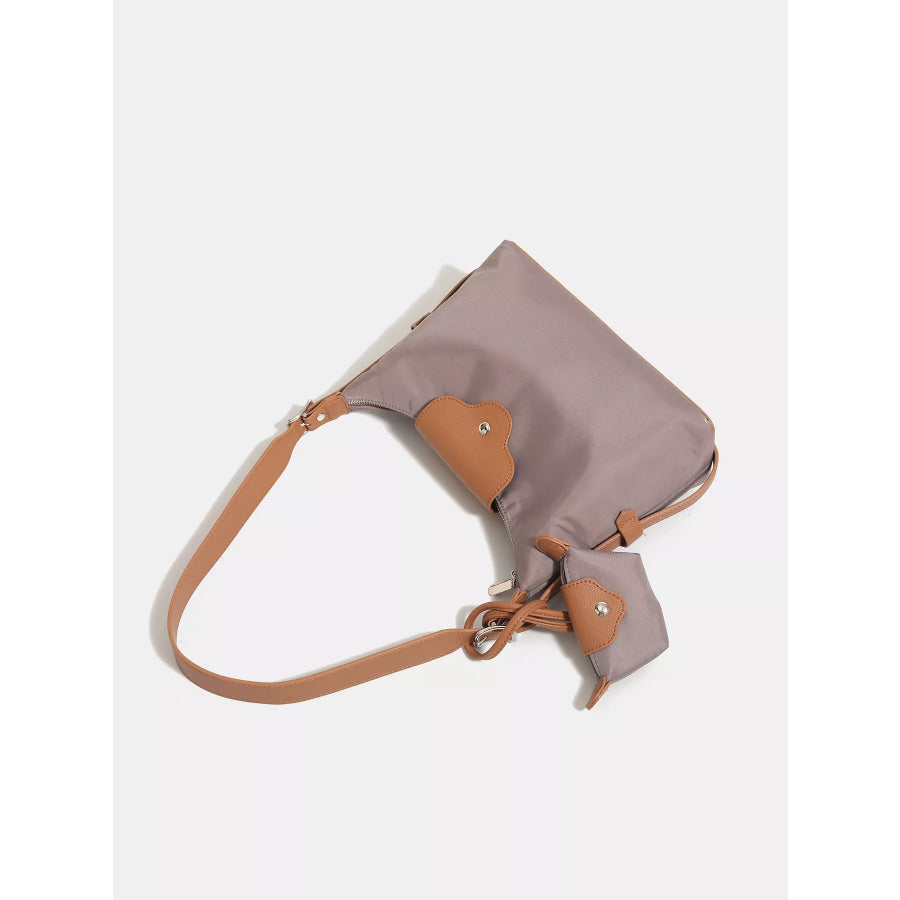Nylon Hobo Shoulder Bag with Coin Purse Gray / ONESIZE Apparel and Accessories