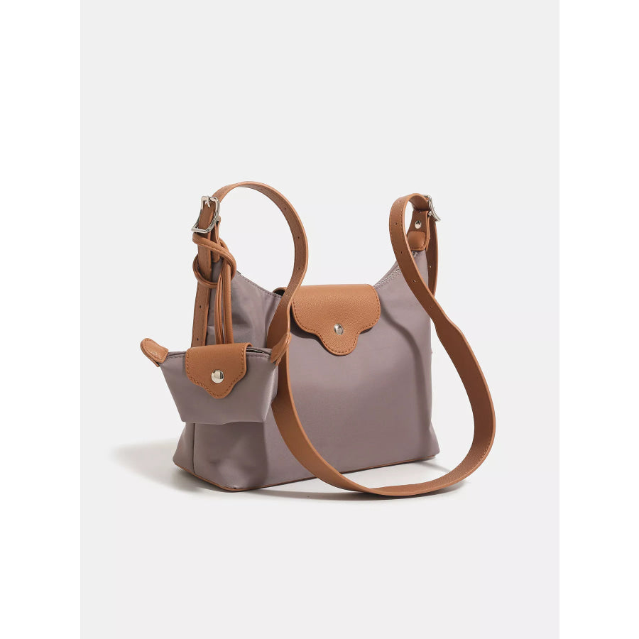 Nylon Hobo Shoulder Bag with Coin Purse Gray / ONESIZE Apparel and Accessories