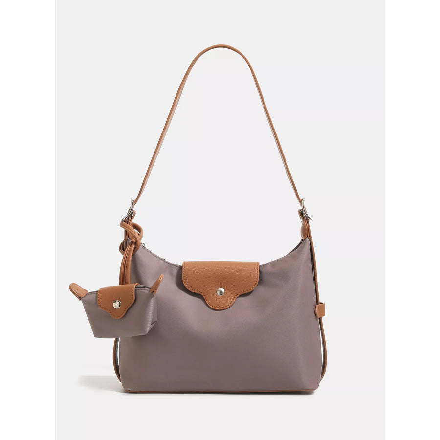 Nylon Hobo Shoulder Bag with Coin Purse Gray / ONESIZE Apparel and Accessories