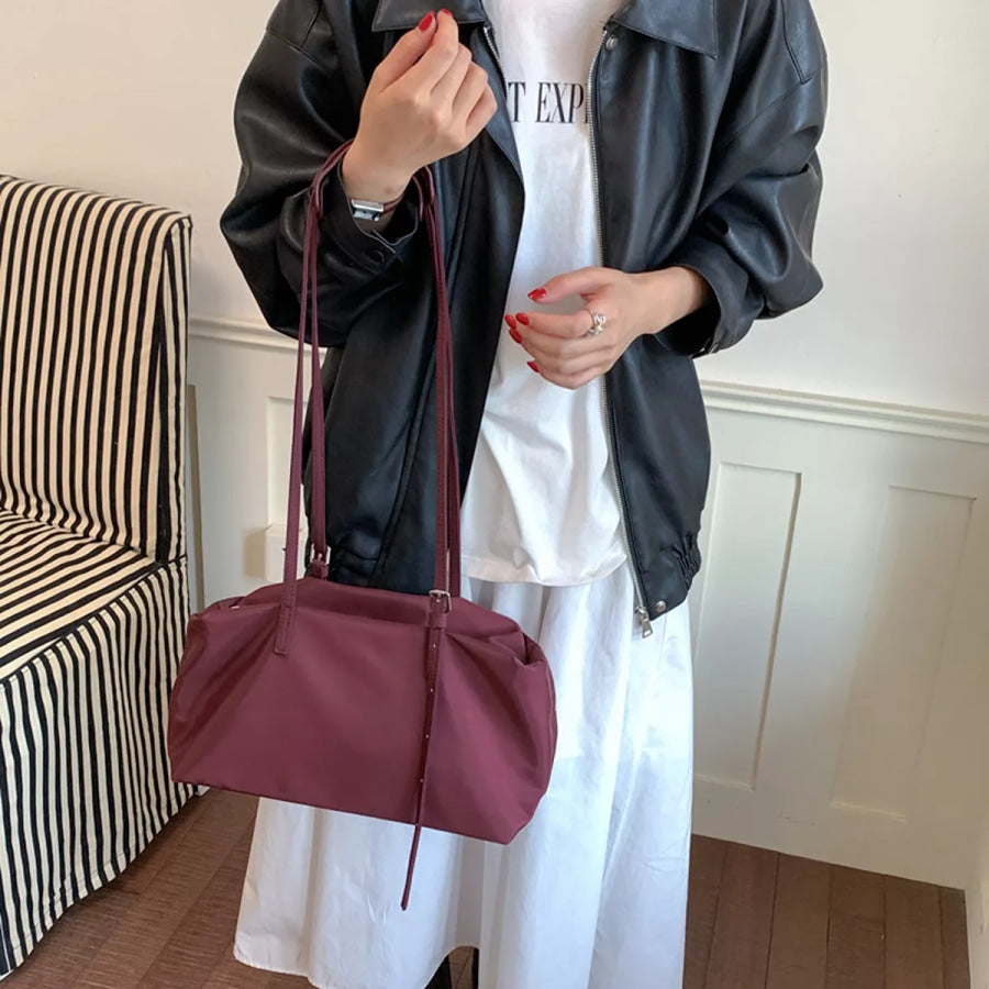 Nylon Shoulder Bag with Adjustable Strap Wine Red / onesize Apparel and Accessories