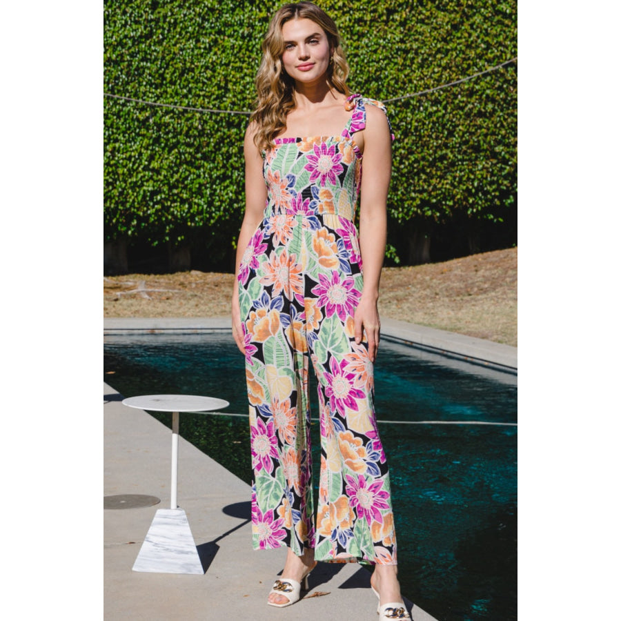 ODDI Full Size Floral Sleeveless Wide Leg Jumpsuit