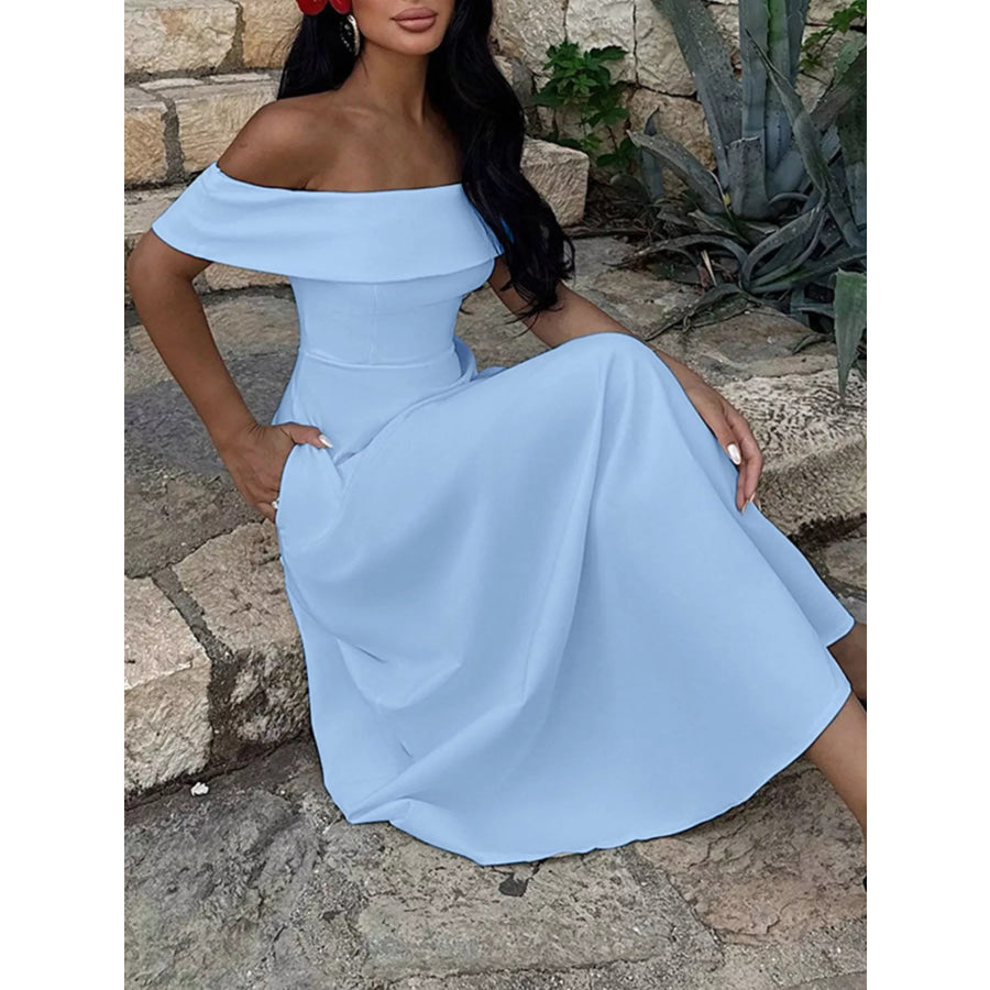 Off-Shoulder A-Line Maxi Dress Apparel and Accessories