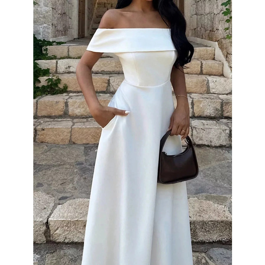 Off-Shoulder A-Line Maxi Dress Apparel and Accessories