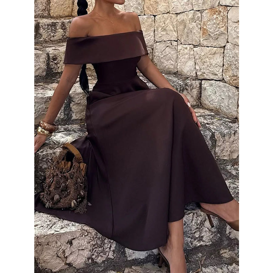 Off-Shoulder A-Line Maxi Dress Apparel and Accessories