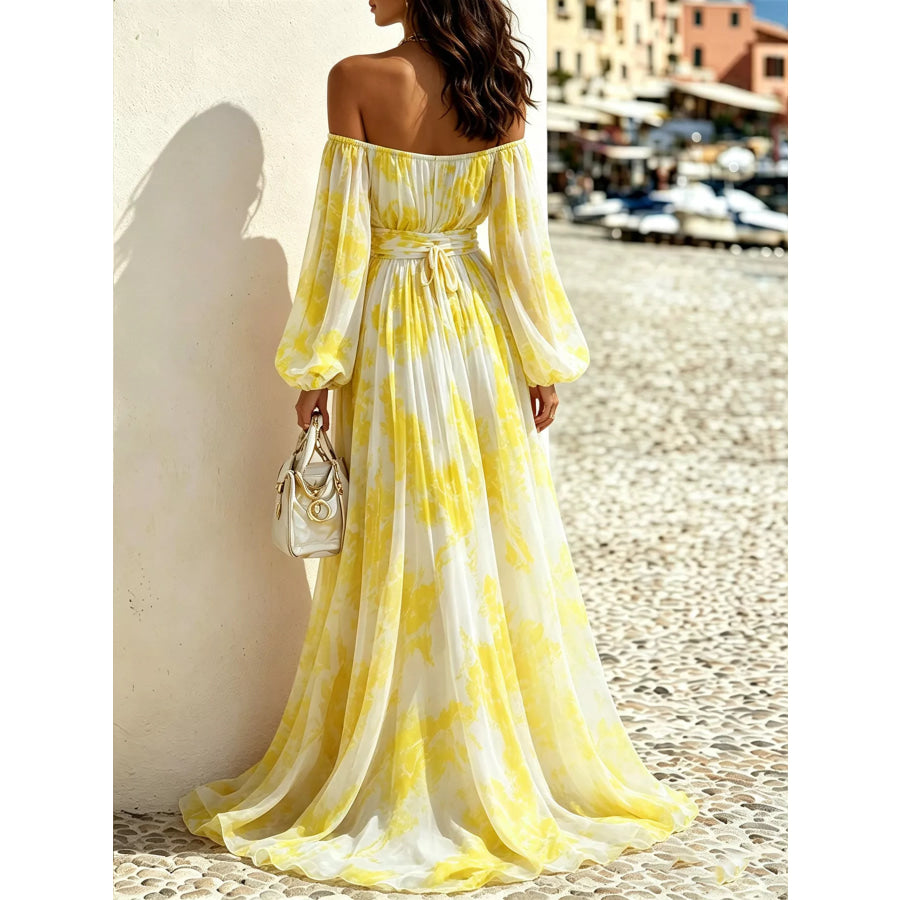 Off-Shoulder Balloon Sleeves Maxi Dress Apparel and Accessories