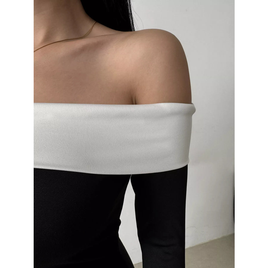 Off-Shoulder Bell Sleeve Mini Dress Apparel and Accessories