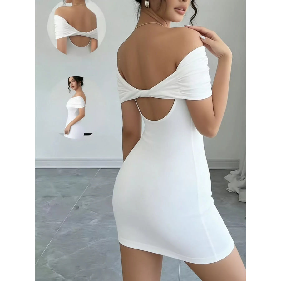 Off-Shoulder Bodycon Mini Dress White / S Apparel and Accessories
