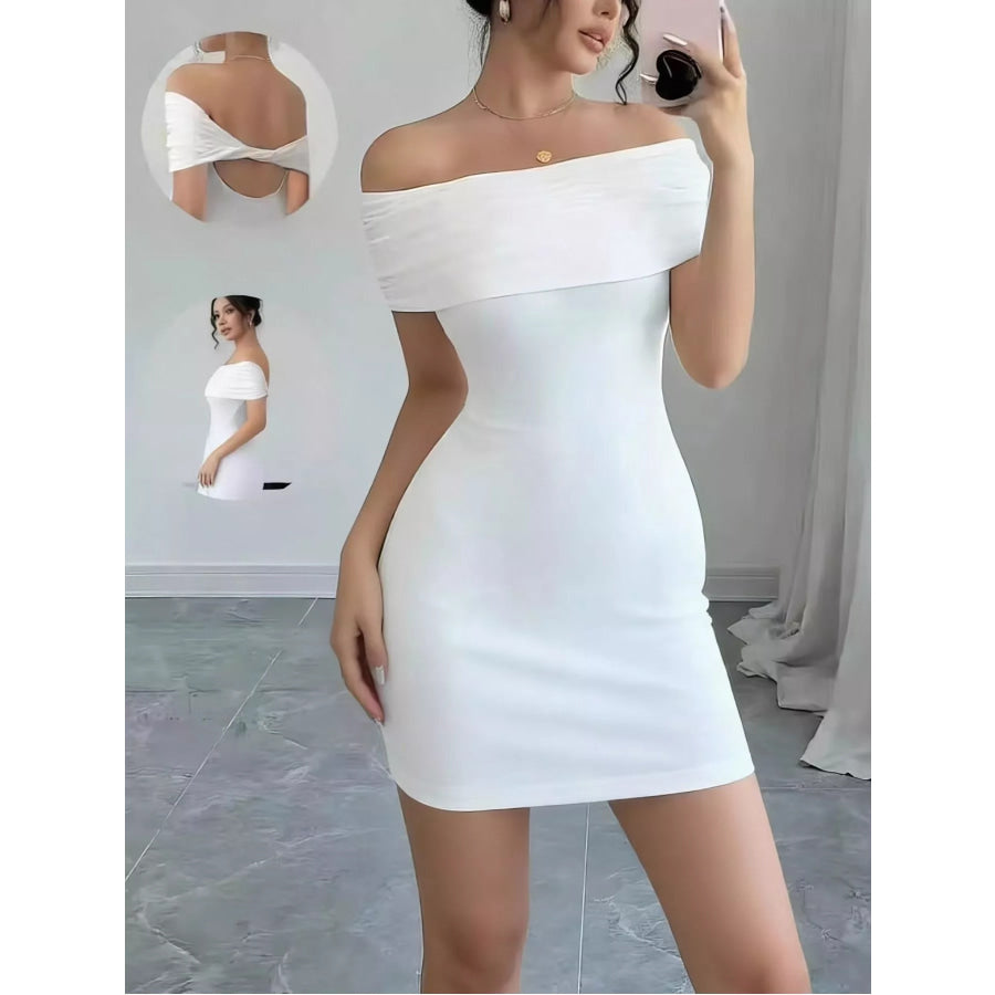 Off-Shoulder Bodycon Mini Dress White / S Apparel and Accessories