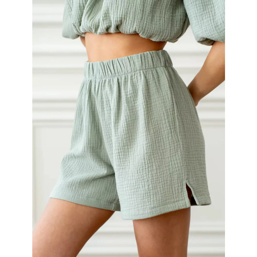 Off-Shoulder Cropped Top and Shorts Set Apparel and Accessories