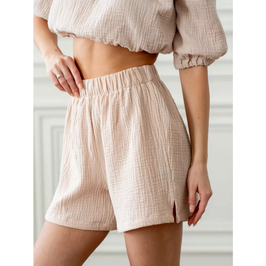 Off-Shoulder Cropped Top and Shorts Set Apparel and Accessories