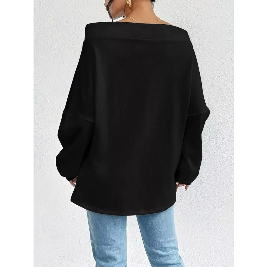 Off-Shoulder Drawstring Sweatshirt Apparel and Accessories
