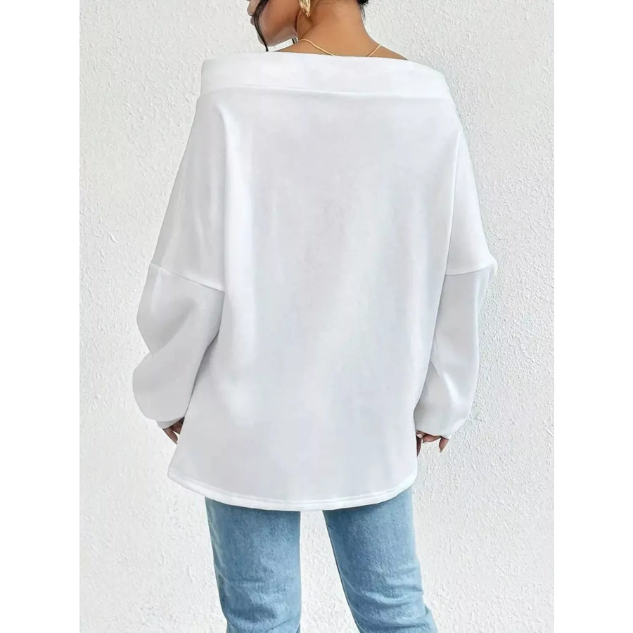 Off-Shoulder Drawstring Sweatshirt Apparel and Accessories