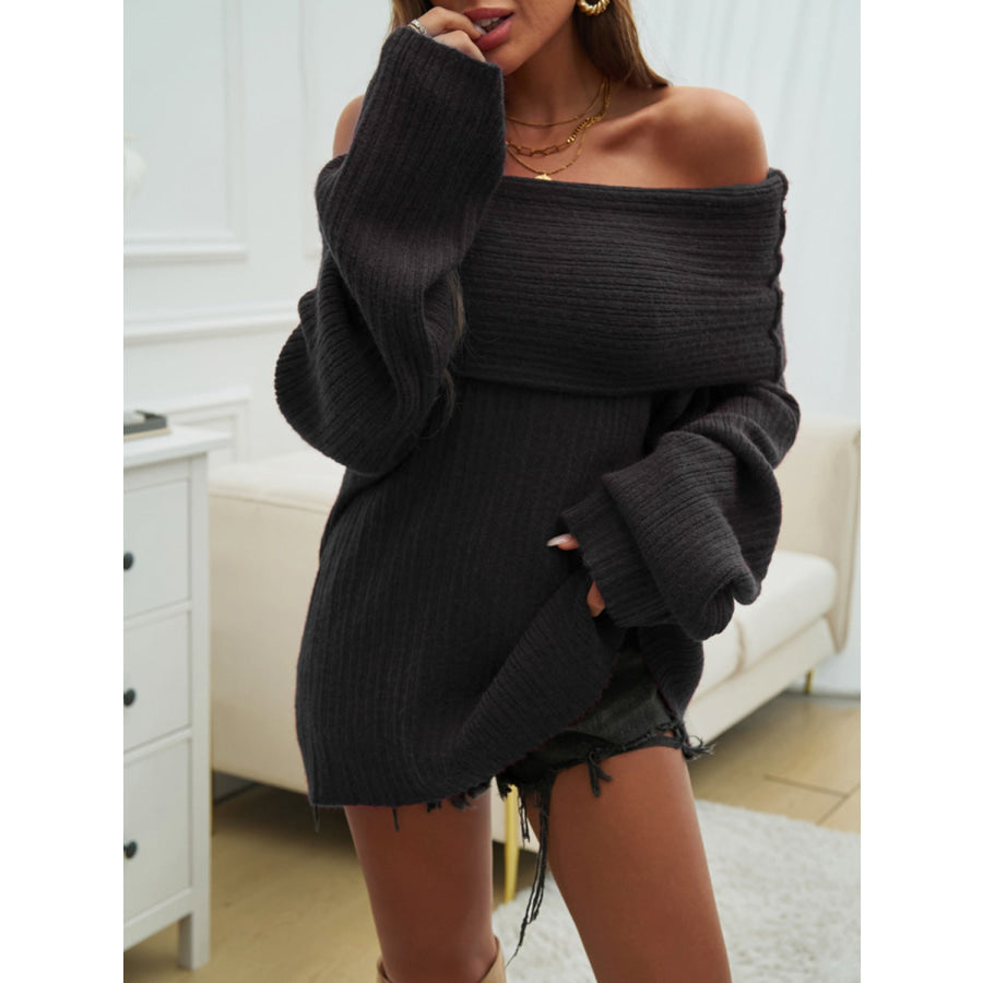 Off-Shoulder Extra-Long Sleeve Sweater Apparel and Accessories