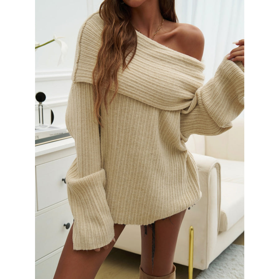 Off-Shoulder Extra-Long Sleeve Sweater Apparel and Accessories