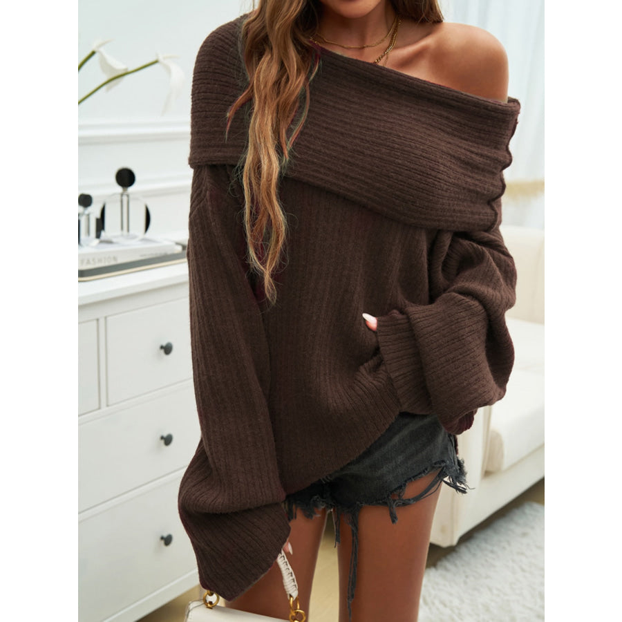 Off-Shoulder Extra-Long Sleeve Sweater Apparel and Accessories