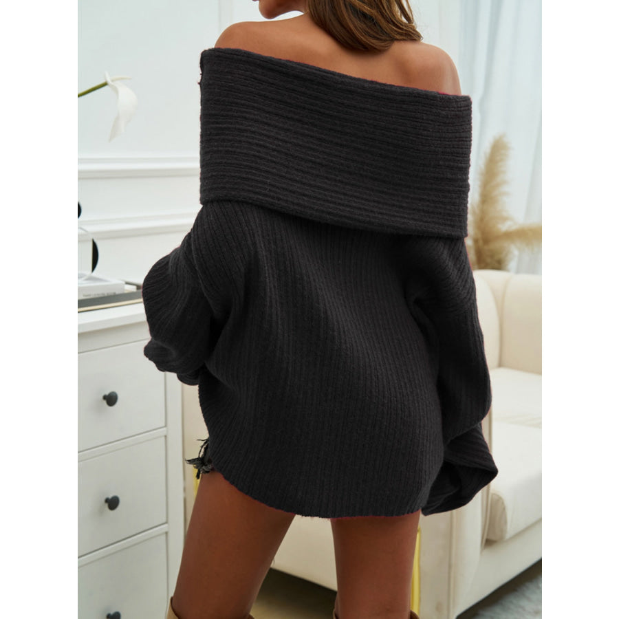 Off-Shoulder Extra-Long Sleeve Sweater Apparel and Accessories