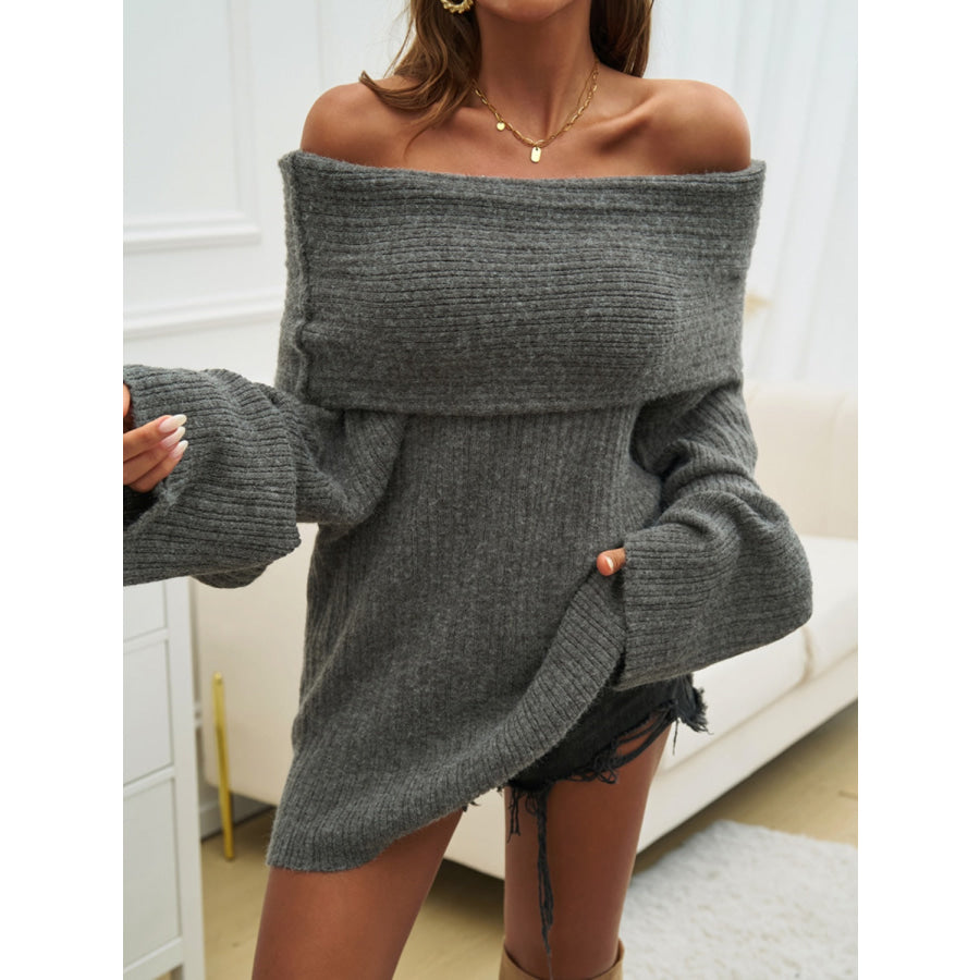 Off-Shoulder Extra-Long Sleeve Sweater Apparel and Accessories