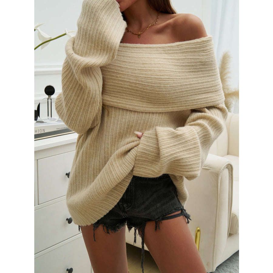 Off-Shoulder Extra-Long Sleeve Sweater Apparel and Accessories