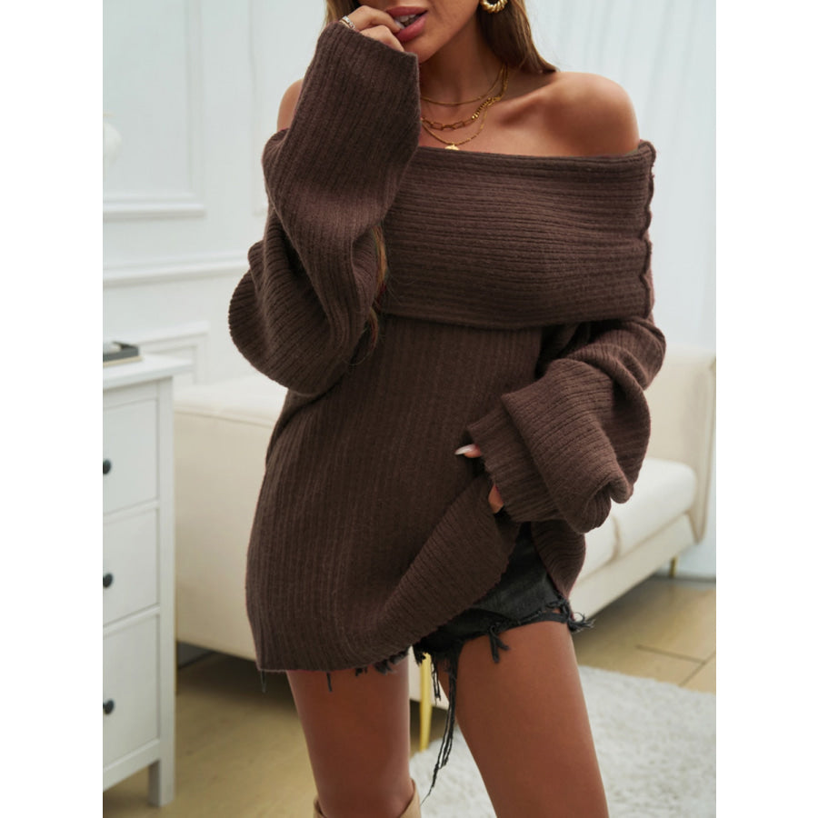 Off-Shoulder Extra-Long Sleeve Sweater Apparel and Accessories