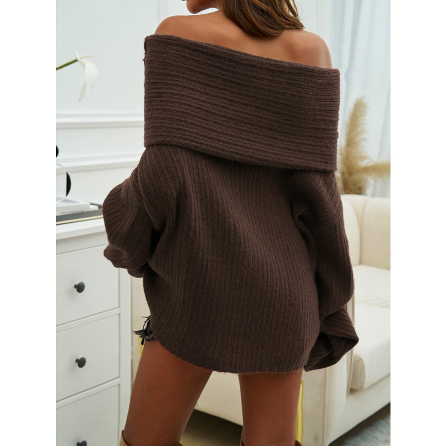 Off-Shoulder Extra-Long Sleeve Sweater Apparel and Accessories