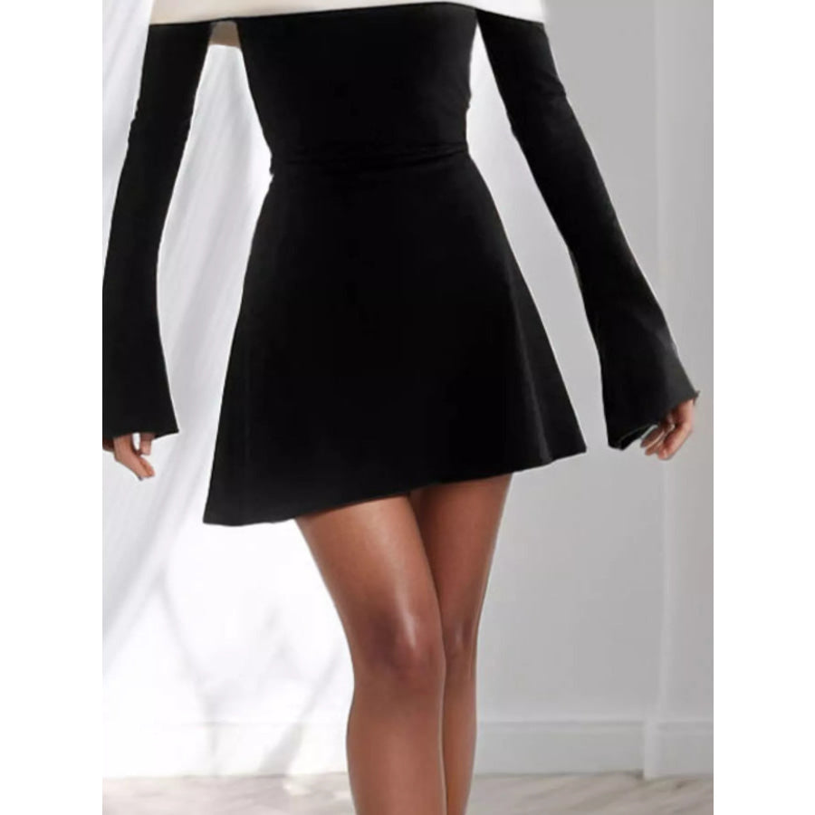 Off-Shoulder Flare Sleeve Mini Dress Apparel and Accessories