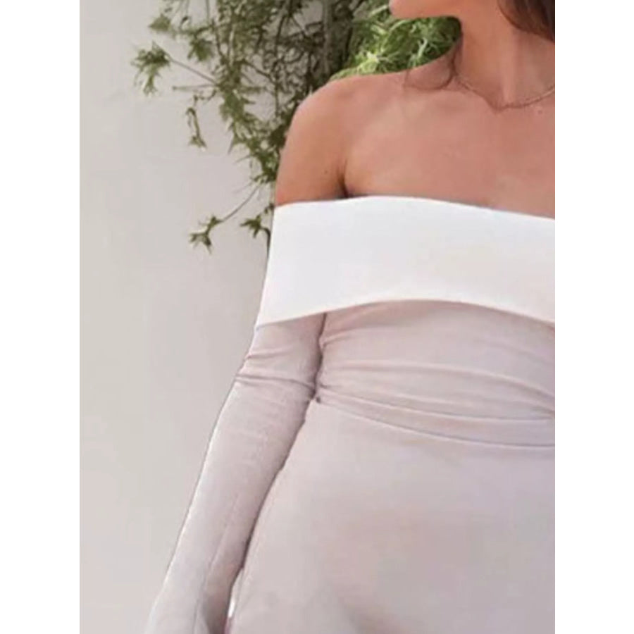 Off-Shoulder Flare Sleeve Mini Dress Apparel and Accessories