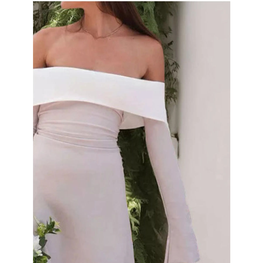 Off-Shoulder Flare Sleeve Mini Dress Apparel and Accessories