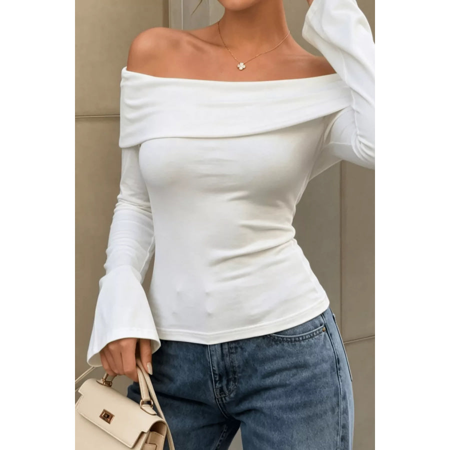 Off Shoulder Flare Sleeve Top Apparel and Accessories