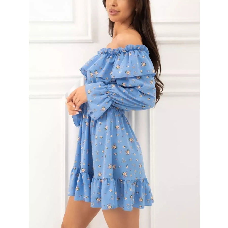 Off-Shoulder Floral Print Ruffle Dress Apparel and Accessories
