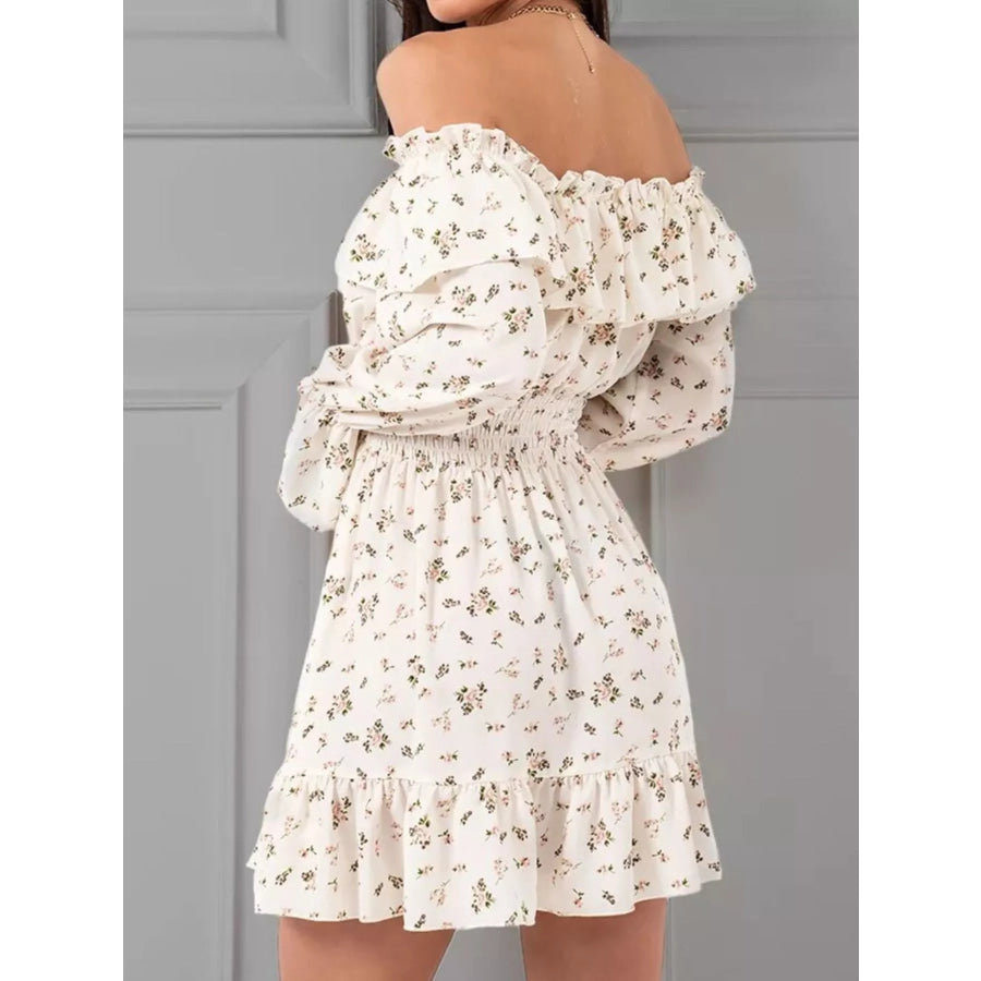 Off-Shoulder Floral Print Ruffle Dress Apparel and Accessories