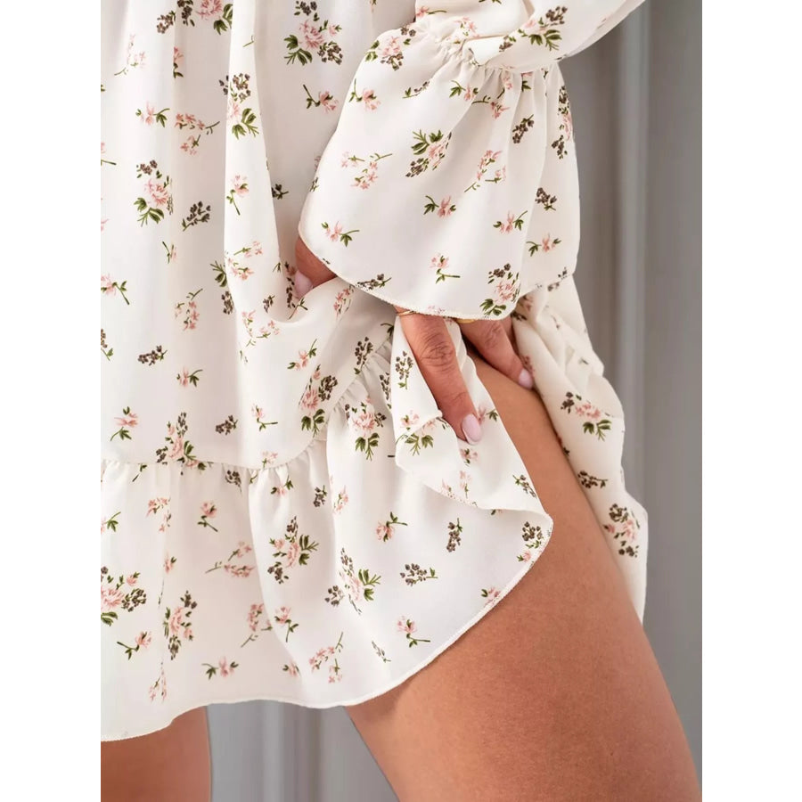 Off-Shoulder Floral Print Ruffle Dress Apparel and Accessories