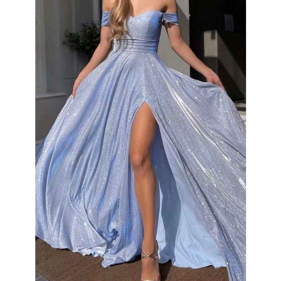 Off-Shoulder High Slit Maxi Dress Apparel and Accessories