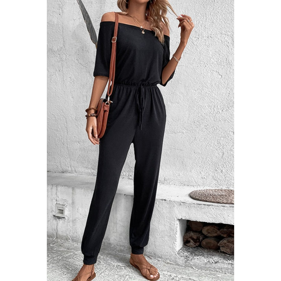 Off-Shoulder Jumpsuit with Pockets